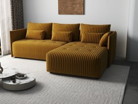 Colțar extensibil dumonde cu ladă de depozitare si sezut confortabil din spuma high-density, Malta Ambience Mustard II 235x185 cm
