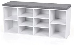 Dulap De Depozitare Pentru Pantofi, Alb Si Gri, 104 Cm