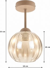 BRILAGI - Lustră LED aplicată R GLASS 1xE27/60W/230V Ø 18 cm bej/bej fumuriu