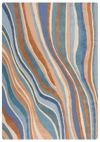 Covor albastru țesut manual din lână 200x290 cm Abstract Flow – Flair Rugs