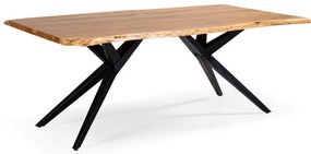 Masă de dining în culoare naturală cu blat din lemn de acacia 100x200 cm Mudri – Marckeric