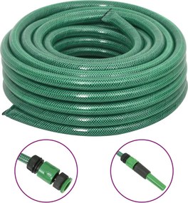 vidaXL Furtun de grădină cu set de racorduri, verde, 0,75", 20 m, PVC