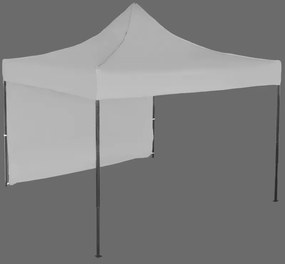 Pavilion de grădină 3x3m – din oțel, 1 perete lateral, Gri / antracit