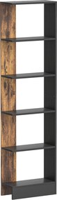 HOMCOM Raft Îngust cu 5 Etajere, Raft Economisitor de Spațiu Modern din Lemn, Bibliotecă pentru Baie, Living, Dormitor, Birou, 45x21x170 cm, Maro Rustic | Aosom Romania