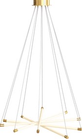 HOMCOM Lampă de tavan LED, 50 W, 5 tuburi de lumină ajustabile, reglabilă, corp de iluminat pentru living, sufragerie, bucătărie, Auriu+Alb | Aosom Romania