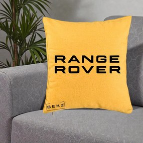 Perna Personalizata cu emblema Range Rover, 40x40 cm, Galben, Husa Detasabila, Perna Inclusa, BEKZ®
