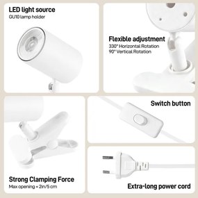 Immax NEO 08292L - Lampă cu clemă PUNTO 1xGU10/9W/230V albă