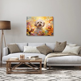 Tablou pe sticlă - Câine fericit (70x50 cm)