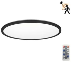 Plafonieră LED cu senzor pentru baie NIVERA LED/24W/230V IP54 d. 30 cm negru + telecomandă