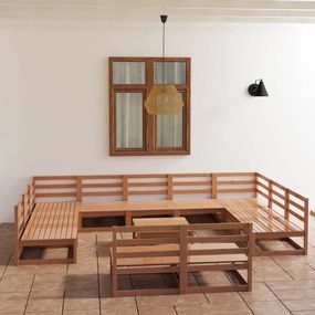 vidaXL Set mobilier de grădină, 12 piese, lemn masiv de pin