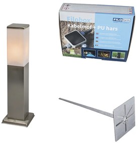 Lampă de exterior din oțel 45cm IP44 - Malios cu țăruș de sol și glandă de cablu