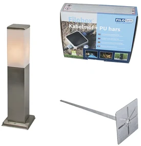 Lampă de exterior din oțel 45cm IP44 - Malios cu țăruș de sol și glandă de cablu
