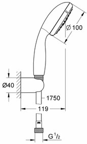 Set de dus cu suport si furtun de 1750 mm, Grohe Tempesta 100