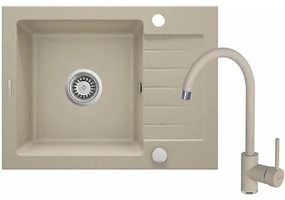 Set chiuveta bucatarie si baterie Deante Zorba finisaj bej periat 58x44cm