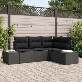 vidaXL Set de canapele pentru grădină 4 pcs Negru Rattan poli