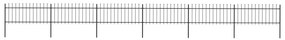 Gard de gradina cu varf sulita, negru, 10,2 x 0,8 m, otel 1, 0.8 m, 10.2 m