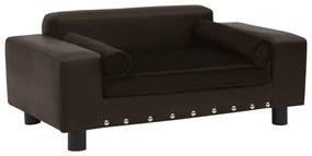 vidaXL Canapea pentru câini, maro, 81x43x31cm, pluș &amp; piele ecologică