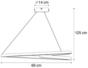 Lampa suspendată scandinavă bej 72cm incl. LED cu 3 trepte de intensitate luminoasă - Circuit