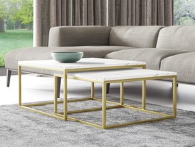 Set 2 măsuțe de cafea Mirola (Auriu + Alb Marmură). 1070678