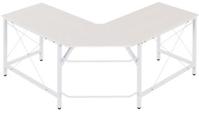 HOMCOM Birou de Colț în Formă de L cu Picioare Reglabile, Birou PC din Lemn și Oțel, 150x150x76 cm, Alb | Aosom Romania