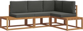 vidaXL Set de canapele de exterior 4 Bucată Natural și Antracit