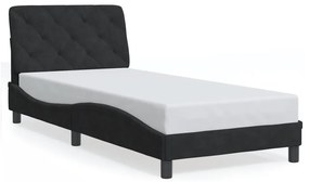 3213827 vidaXL Cadru de pat cu lumini LED, negru, 90x190 cm, catifea