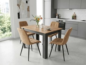 Scaun de masa SPLIT VELVET cu picioare negre, maro