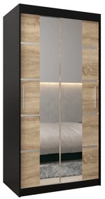 Dulap de haine 120 cm Verika 4 120 (negru + stejar sonoma). 1064268