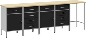 vidaXL Set de dulapuri de lucru cu sertar Manual 5 pcs Negru și Gri