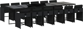 vidaXL Set mobilier de grădină cu perne, 13 piese, negru, poliratan