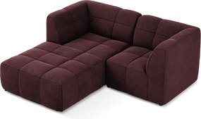 Colțar burgundy cu tapițerie din catifea (cu colț pe partea stângă/cu șezlong) Aloha – Makamii