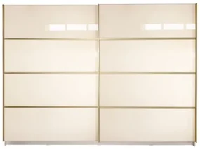 Gold Dulap 2800 Crem cu usi MDF Lucios + 2 Comode