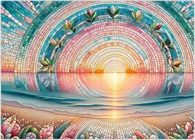 Tablou pe sticlă – Mozaic al soarelui la apus (70x50 cm)