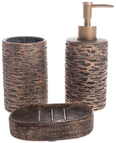 Set de accesorii de baie din ciment Africano 3buc, maro