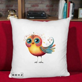 Perna Decorativa Pasare Vibranta cu Aripi Ornamentale, 40x40 cm, Alb Pufos, Husa Detasabila, Perna Inclusa, BEKZ®