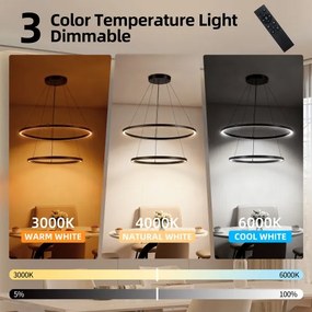 Brilagi - Lustră LED dimmabilă suspendată pe cablu PORTOFINO LED/98W/230V Ø 80 cm, negru, cu telecomandă