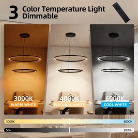 Brilagi - Lustră suspendată pe cablu PORTOFINO LED/98W/230V Ø 80 cm, reglabilă, negru + telecomandă