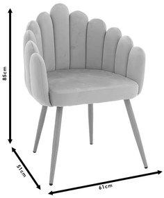 Fotoliu Briella picioare metalice culoare lemn natural - catifea roz