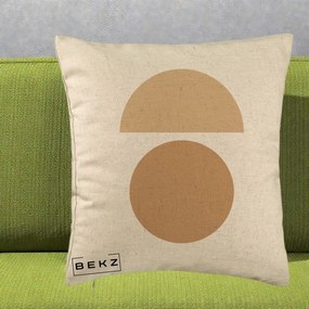 Perna Decorativa Geometric Minimalist Auriu, 40x40 cm, Bej, Husa Detasabila, Perna Inclusa, BEKZ®