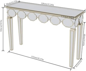 MAOG203 - Masa toaleta oglinda, masuta consola, 120 cm, cosmetica machiaj, vanity birou, Argintiu