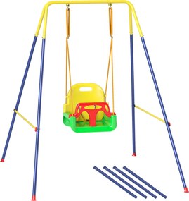 AIYAPLAY Leagăn 3-în-1 pentru Grădină, Leagăn pentru Bebeluși de Interior și Exterior, Înălțime Reglabilă, Cadru Pliabil din Oțel, Centură de Siguranță, Ușor de Montat, 9 Luni-8 Ani, Verde | Aosom Romania