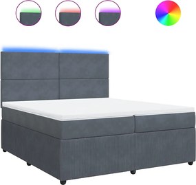 vidaXL Pat box spring cu saltea, gri închis, 200x200 cm, catifea