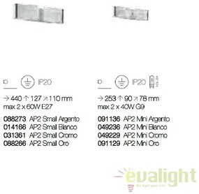Aplica de perete CLIP AP2 MINI ARGENTO 091136