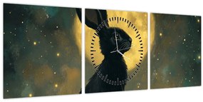 Tablou - Iepure cu lună (cu ceas) (90x30 cm)