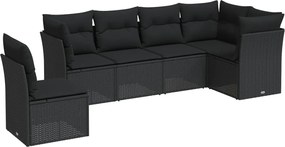 vidaXL Set mobilier de grădină cu perne, 6 piese, negru, poliratan