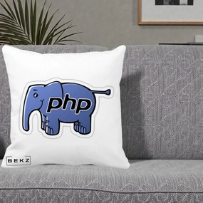 Perna Personalizata PHP Elephant, 40x40 cm, Alba Mata, Husa Detasabila, Perna Inclusa, BEKZ®