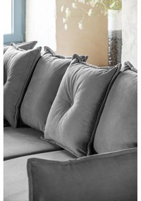 Colțar gri extensibil cu tapițerie din catifea reiată (colț stânga/în formă de "U") Lazy Lukka – Miuform