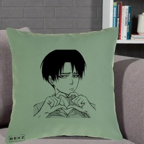 Perna Personalizata Levi Ackerman Inima, 40x40 cm, Verde, Husa Detasabila, Perna Inclusa, BEKZ®