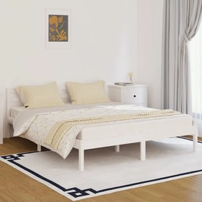 810441 vidaXL Cadru de pat, alb, 160x200 cm, lemn masiv de pin