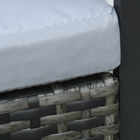 Set de mobilier de grădină Outsunny din ratan pentru 2 persoane, Set de mobilier de balcon din poliratan, Set de mobilier de balcon cu pernuțe, Grădină Gri | Aosom Romania